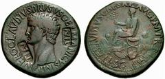 Römische Münzen Kaiserzeit Nero Claudius Drusus †9 v. Chr. Sesterz (unter Claudius) 41-42 -Rom-. NERO CLAVDIVS DRVSVS GERMANICVS IMP. Bloße Büste nach links / TI CLAVDIVS CAESAR AVG PM TR P IMP. Claud