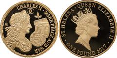 UNITED KINGDOM. ST. HELENA. Elizabeth II, 1952-2022. Gold one pound, 2017. St Helena. Proof. Third crowned portrait of Queen Elizabeth II facing right. "ST. HELENA QUEEN ELIZABETH II ONE POUND 2017". 