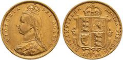 Very fine | UNITED KINGDOM. Victoria, 1837-1901. Gold half-sovereign, 1892. London. No JEB Low shield DISH L516. The production of half-sovereigns was held back for several years to steer the public t