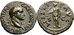 Roman Empire Good Very Fine; light smoothing to obv., attractive green patina | ROMAN EMPIRE. Galba. Bronze as, AD 68. Rome. Obv: SER GALBA IMP CAESAR AVG TR P, laureate head right. Rev: LIBERT AVG, L