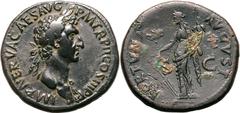 Roman Empire Very Fine; deposits to rev | ROMAN EMPIRE. Nerva. Bronze sestertius, AD 97. Rome. Obv: IMP NERVA CAES AVG P M TR P II COS III P P, laureate bust right, slight drapery on shoulder. Rev: FO