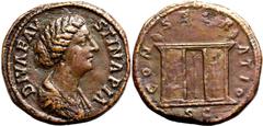 Roman Empire Very Fine; smoothed and tooled, a thick, weighty bronze | ROMAN EMPIRE. Diva Faustina II (wife of Marcus Aurelius). Bronze sestertius, AD 175-180. Rome. Obv: DIVA FAVSTINA PIA, draped bus