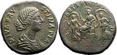 Roman Empire About Good Very Fine; smoothed and tooled | ROMAN EMPIRE. Diva Faustina II (wife of Marcus Aurelius). Bronze sestertius, after AD 176. Rome. Obv: DIVA FAVSTINA PIA, draped bust right. Rev