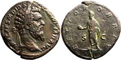 Roman Empire Very Fine; some surface corrosion | ROMAN EMPIRE. Didius Julianus. Bronze sestertius, AD 193. Rome. Obv: IMP CAES M DID SEVER IVLIAN AVG, laureate head right. Rev: RECTOR ORBIS, Emperor s