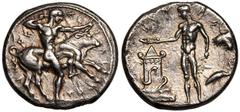 MAGNA GRAECIA. SICILY, SELINOS. Silver didrachm, circa 455-440 BC. Obv: Herakles standing right, holding club overhead, preparing to strike the Cretan Bull standing right in background, which he holds