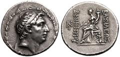 ANCIENT GREECE. SELEUKID KINGDOM. Demetrios I 'Soter'. Silver tetradrachm, circa 162-154 BC. Antioch on the Orontes. Obv: diademed head right. Rev: BAΣIΛEΩΣ ΔHMHTPIOY, Tyche seated left on a throne su