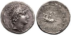 ANCIENT GREECE. SELEUKID KINGDOM. Antiochos VI 'Dionysos'. Silver tetradrachm, dated SE 168 = 145/4 BC. Apameia. Obv: radiate and diademed head right. Rev: ΒΑΣΙΛΕΩΣ ΑΝΤΙΟΧΟΥ ΕΠΙΦΑΝΟΥΣ ΔΙΟΝΥΣΟΥ, The Di