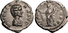 ROMAN EMPIRE. Didia Clara (daughter of Didius Julianus). Silver denarius, AD 193. Rome. Obv: DIDIA CLARA AVG, draped bust right. Rev: HILAR TEMPOR, Hilaritas standing left, holding palm and cornucopia