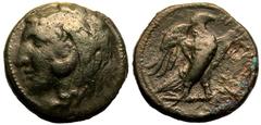 MAGNA GRAECIA. SICILY, MESSANA. the Mamertinoi. Bronze AE22, circa 275-264 BC. Obv: head of Herakles left, wearing lion skin. Rev: ΜΑΜΕΡΤΙΝΩΝ, eagle standing right on thunderbolt; [serpent on right]. 