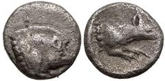 ANCIENT GREECE. DYNASTS OF LYCIA. Uncertain Dynast. Silver Hemiobol, circa 480-430 BC. Obv: forepart of boar right. Rev: forepart of hound right within shallow circular incuse. Extremely Fine. Referen