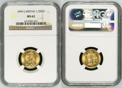 MS 62 | UNITED KINGDOM. Victoria, 1837-1901. Gold Half-Sovereign, 1890. London. No JEB High shield DISH L509. No half sovereigns were struck in 1888 and 1889 in an attempt to steer the public towards 