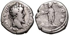 ROMAN EMPIRE. Didius Julianus. Silver Denarius, AD 193. Rome. Obv: IMP CAES M DID IVLIAN AVG, laureate head right. Rev: RECTOR ORBIS, Emperor standing facing, head left, holding globe and roll. About 