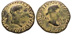 ROMAN PROVINCIAL. HISPANIA TARRACONENSIS, CARTHAGO NOVA. Caligula with Caesonia(?). Bronze As, circa AD 37. Obv: C CAESAR AVG GERMANIC IMP P M TR P COS, laureate head of Caligula right. Rev: CN ATEL F