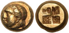 Ancient Greece ANCIENT GREECE. IONIA, PHOKAIA. Electrum Hekte, circa 478-387 BC. Obv: head of Io left; small seal to left below. Rev: incuse square punch. Good Very Fine. From the Brightwalton Collect