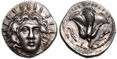 Ancient Greece ANCIENT GREECE. RHODOS, RHODES. Silver Didrachm, circa 250-200 BC. Arisokritos, magistrate. Obv: head of Helios facing slightly right. Rev: rose with bud right, aphlaston to left, ARIST