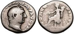 Roman Empire ROMAN EMPIRE. Vitellius. Silver Denarius, AD 69. Rome. Obv: A VITELLIVS GERMAN IMP TR P, laureate head right. Rev: CONCORDIA P R, Concordia seated left, holding patera and cornucopiae. Ve