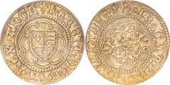 MS 60 | ENGLAND. Henry VI, 1422-61, 1470-71. Gold quarter-noble, ND (1422-1461). The noble was the first English gold coin produced in major quantity, introduced during the second coinage of King Edwa