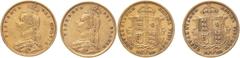 UNITED KINGDOM. Lot of 2 gold coins. Coin 1: Victoria, 1837-1901, Half-Sovereign 1890. London. With JEB Low shield DISH L512. 19.3 mm. 3.99 g. 917/1000 Gold. (AGW=0.1176 oz.) No half sovereigns were s