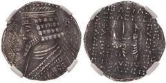 AU Strike: 4/5 Surface: 3/5, overstruck | IRAN. PARTHIAN KINGDOM. Phraates IV, 38-2BC. BI tetradrachm, 38-32BC. Phraates IV was King of the Parthian Empire from 37 to 2 BC. He was the son and successo