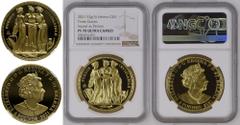 St. Helena 2021 Gold 5 Pounds The Three Graces "Pattern" Proof NGC PF 70 ULTRA CAMEO #5984724-001 (AGW=1.5460 oz.) PF 70 ULTRA CAMEO | ST. HELENA. Elizabeth II, 1952-. Gold 5 pounds, 2021. East India 