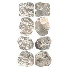 Ancient India. Archaic Silver Punch-marked coins, Wainganga / Painganga valley area of Eastern Maharashtra – ABCC configuration of punches: 1 x elephant, 1 x dog-like animal with horizontal taurine on