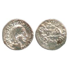 Ancient India. A Silver Portrait coin of Satavahana ruler Gotamiputa Siri Yajna Satakani, (c. 200-225 AD), 1.41g. Obv: Profile bust of the ruler, with short concentric head of hair (commonly known as 