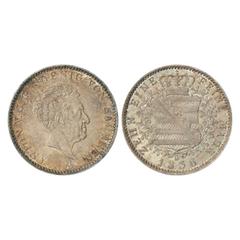 Foreign Coins. German State-Saxony-Albertine, Anton, Silver Thaler, 1836, 27.93g. G mint mark. Obv: Older head to right. Rev: Crowned arms within branches, KM 1121.