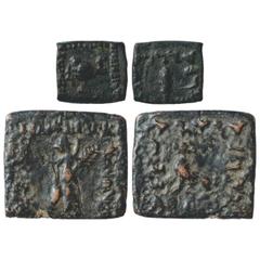 Ancient India. Indo-Greeks, Copper Coin (2), Menander I (155-130 BC), BN series 28, 1.51g. Obv: Head of elephant with trunk raised; Greek legend BASILEOS SOTEROS MENANDROU. Rev: Club of Heracles in ce