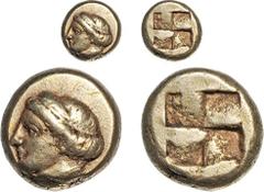 Ancient coins ANCIENT GREEK Ionia Phokaia (c.478-387BC) Electrum Hekte female head left Rev Quadripartite incuse square (Bodenstedt 90) very attractive precious metal issue VF