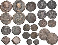 Ancient coins ANCIENT ROMAN Hadrian (117-138) AE As Rev Galley; Philip II Sestertius Rev Philip I and Philip II seated left on curule chairs (S3682 9279); later coins of Probus Licinius Constantine Va