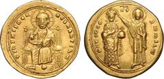 Ancient Byzantine Romanus III (1028-1034) Histamenon Nomisma Obv Christ enthroned facing Rev Virgin crowning Romanus (S1819) evenly struck on a nice round flan with full clear legends and a good repre