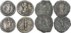 Ancient Roman, Gratian (367-383) Siliqua of Treveri Rev Roima enthroned left holding Victory on globe (S19964); plus earlier issues including Julia Domna Denarius Probus Alexandrian Tetradrachm and a 