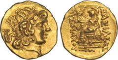 Ancient Greek, NORTHERN GREECE THRACE, Tomis (2nd-1st Century BC) gold Stater in name and type of Lysimachos Head of deified Alexander the Great Rev Athena seated left holding Nike Lysimachos inscript