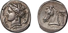 Ancient Coins Ancient Greek; SICILY, Siculo-Punic (320-310BC) silver Tetradrachm (17.12g) wreathed head of Persephone left rev horse head (S6434 SNG Lloyd 1634 same dies Jenkins SNR56 (Series 3B) 172 