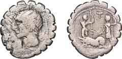 Ancient Roman, REPUBLIC; C. Sulpicius cf Galba (106BC) serrated Denarius; together with Vespasian (2) Marcus Aurelius (holed) Commodus Julia Domna wife of Septimius Severus Elagabalus Severus Alexande