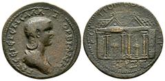 Old collection of Roman Provincial coins with temples Orbiana (225-227), Pontus, Neocaesarea, Æ, 15.52g, 29mm. Draped bust right / Two distyle temples viewed in perspective, each with statue on pedest