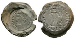 Roman Imperial Licinius I (308-324), Unofficial Mould Die of a Thessalonica Follis, c. 313-6, 4.42g, 26mm. Laureate head left / Jupiter standing right, holding victory and sceptre; eagle before; •TS•E