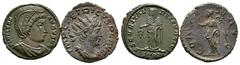 Multiple Lots Lot of 2 Roman Imperial coins, including Tetricus I Radiate (Rev. Victory) and Helena Follis (Rev. Securitas). Near Extremely fine to Extremely fine.