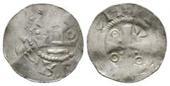 Medieval Germany, SAXONY, Anonymous, mid c 11th century, Silver penny / denar, 1.31g, 19mm. Imitation of Otto Adelheid penny / denar. Hatz V53I Obv: Cross with A and three pointed annulets in quarters
