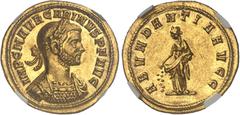 EMPIRE ROMAIN Carin (282-285). Aureus 284, Siscia.NGC MS 5/5 3/5 brushed (6630873-001). Av. IMP C M AVR CARINVS P F AVG. Buste cuirassé et lauré à droite. Rv. ABVNDANTIA AVGG. L'abondance à gauche, dé