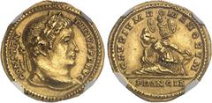 EMPIRE ROMAIN Constantin Ier (307-337). Solidus 310-312, Trèves.NGC Ch AU 5/5 2/5 brushed (6631350-002). Av. CONSTAN - TINVS P F AVG. Tête laurée à droite. Rv. GAVDIVM ROMANORVM / FRANCIA. Devant un t