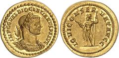 EMPIRE ROMAIN - ROMAN Dioclétien (284-305). Aureus ND (c.286), Rome. Av. IMP C C VAL DIOCLETIANVS P F AVG. Buste lauré, cuirassé, de trois-quarts face, à droite. Rv. IOVI CONSERVAT AVGG. Jupiter debou