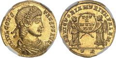 EMPIRE ROMAIN - ROMAN Constans (337-350). Solidus ND (342-343), Trèves. NGC MS 5/5 3/5 (6555005-004). Av. FL IVL CONS - TANS P F AVG. Buste diadémé, drapé et cuirassé à droite, vu de trois-quarts en a