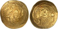 EMPIRE BYZANTIN - BYZANTINE Constantin IX (1042-1055). Histaménon nomisma, 1er type ND, Constantinople. Av. + IhS XIS RЄX - RЄGNANTIhM. Le Christ barbu, avec nimbe crucigère, vêtu de la stola et du ko