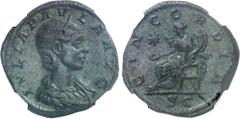 EMPIRE ROMAIN - ROMAN Julia Paula (219-220). Sesterce 220, Rome. NGC AU 5/5 3/5 (6645986-024). Av. IVLIA PAVLA AVG. Buste diadémé et drapé à droite. Rv. CONCORDIA / SC. La Concorde assise à gauche sur