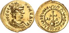 MÉROVINGIENS MÉROVINGIENS Marseille, au nom de Phocas. Solidus de 21 siliques, au nom de Phocas c.600-620, Marseille. Av. CC FOCA - S CLI AVC. Buste diadémé, drapé et cuirassé à droite. Rv. /VICORI (c
