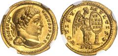 EMPIRE ROMAIN Constantin Ier (307-337). Solidus 310-313, Trèves. NGC ch AU 5/5 3/5 (5785100-001). Av. CONSTAN - TINVS P F AVG. Buste à droite, la tête laurée. Rv. VOTIS. V. - MVLTIS. X. Victoire à dro