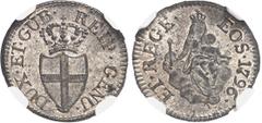 ITALIE Gênes, République (1528-1797). 8 deniers 1796, Gênes. NGC MS 64 (2109844-043). Av. DUX. ET. GUB. REIP. GENU. Écu couronné. Rv. ET. REGE. EOS. (date). La Vierge couronnée, assise de face sur un 