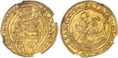 ITALIE Vatican, Alexandre VI (1492-1503). Doppio fiorino (double florin) ND (1492-1503), Rome. NGC MS 63 (5783258-004). Av. ALEXANDER° - °VI° PONT° MAX°. Dans un quadrilobe, écu du Souverain pontife s