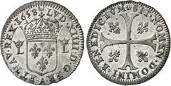 USA Louis XIV (1643-1715). Sizain de poids double (piéfort double) 1658, A, Paris. Av. LVD. XIIII. D. G. FR - ET NAV. REX. (date). Écu de France couronné, accosté de deux L couronnés. Au-dessous (atel